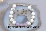 CGB6740 10mm round white howlite & lavender amethyst adjustable bracelets