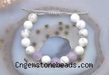 CGB6741 10mm round white howlite & lavender amethyst adjustable bracelets
