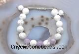 CGB6743 10mm round white howlite & lavender amethyst adjustable bracelets