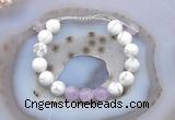 CGB6744 10mm round white howlite & lavender amethyst adjustable bracelets