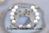 CGB6745 10mm round white howlite & lavender amethyst adjustable bracelets