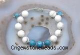 CGB6751 Hand-knotted 10mm round white howlite & apatite adjustable bracelets