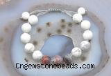 CGB6756 10mm round white howlite & botswana agate adjustable bracelets