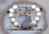 CGB6761 10mm round white howlite & dogtooth amethyst adjustable bracelets