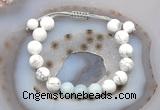 CGB6762 10mm round white howlite & aquamarine adjustable bracelets