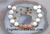 CGB6763 10mm round white howlite & moonstone adjustable bracelets