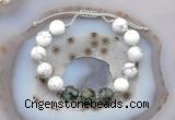 CGB6771 10mm round white howlite & African turquoise adjustable bracelets