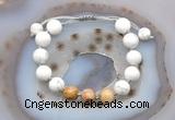 CGB6772 10mm round white howlite & yellow crazy agate adjustable bracelets