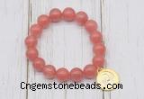 CGB6802 10mm, 12mm cherry quartz beaded bracelet with alloy pendant