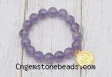 CGB6807 10mm, 12mm light amethyst beaded bracelet with alloy pendant