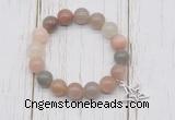 CGB6812 10mm, 12mm moonstone beaded bracelet with alloy pendant