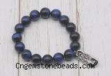 CGB6827 10mm, 12mm blue tiger eye beaded bracelet with alloy pendant