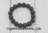 CGB6832 10mm, 12mm black lava beaded bracelet with alloy pendant