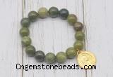 CGB6837 10mm, 12mm Canadian jade beaded bracelet with alloy pendant