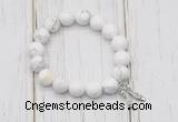 CGB6839 10mm, 12mm white howlite beaded bracelet with alloy pendant