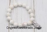 CGB6840 10mm, 12mm white howlite turquoise beaded bracelet with alloy pendant