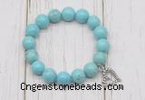 CGB6841 10mm, 12mm blue howlite turquoise beaded bracelet with alloy pendant