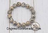 CGB6878 10mm, 12mm dalmatian jasper beaded bracelet with alloy pendant