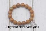 CGB6880 10mm, 12mm wooden jasper beaded bracelet with alloy pendant