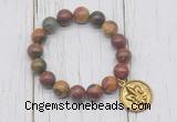 CGB6882 10mm, 12mm picasso jasper beaded bracelet with alloy pendant