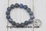 CGB6910 10mm, 12mm matte sodalite beaded bracelet with alloy pendant