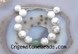 CGB6936 12mm round white howlite & green aventurine adjustable bracelets