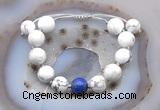 CGB6945 12mm round white howlite & lapis lazuli adjustable bracelets