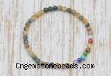 CGB7001 7 chakra 4mm golden & blue tiger eye beaded meditation yoga bracelets