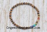 CGB7003 7 chakra 4mm grade AA yellow tiger eye beaded meditation yoga bracelets