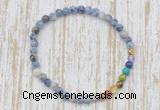 CGB7011 7 chakra 4mm blue spot stone beaded meditation yoga bracelets