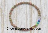 CGB7019 7 chakra 4mm unakite beaded meditation yoga bracelets