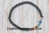 CGB7021 7 chakra 4mm black lava beaded meditation yoga bracelets