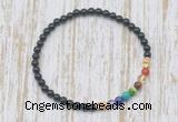 CGB7033 7 chakra 4mm black onyx beaded meditation yoga bracelets