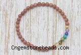 CGB7057 7 chakra 4mm goldstone beaded meditation yoga bracelets