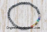 CGB7060 7 chakra 4mm snowflake obsidian beaded meditation yoga bracelets