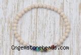 CGB7065 7 chakra 4mm white fossil jasper beaded meditation yoga bracelets