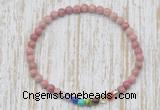 CGB7066 7 chakra 4mm pink wooden fossil jasper beaded meditation yoga bracelets