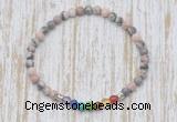 CGB7069 7 chakra 4mm pink zebra jasper beaded meditation yoga bracelets