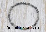 CGB7075 7 chakra 4mm black water jasper beaded meditation yoga bracelets