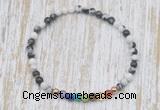 CGB7076 7 chakra 4mm black & white jasper beaded meditation yoga bracelets