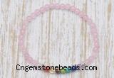 CGB7087 7 chakra 4mm rose quartz beaded meditation yoga bracelets