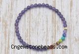 CGB7092 7 chakra 4mm amethyst beaded meditation yoga bracelets