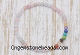 CGB7094 7 chakra 4mm morganite beaded meditation yoga bracelets