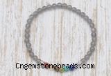 CGB7104 7 chakra 4mm grey moonstone beaded meditation yoga bracelets