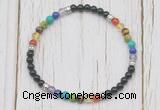 CGB7115 7 chakra 4mm black onyx beaded meditation yoga bracelets