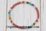 CGB7116 7 chakra 4mm red agate beaded meditation yoga bracelets