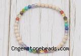 CGB7118 7 chakra 4mm white fossil jasper beaded meditation yoga bracelets