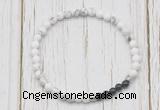 CGB7128 4mm white howlite & black onyx beaded meditation yoga bracelets