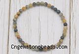 CGB7201 4mm tiny golden & blue tiger eye beaded meditation yoga bracelets