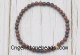 CGB7259 4mm tiny mahogany obsidian beaded meditation yoga bracelets